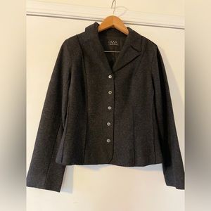 David Meister Charcoal Wool Blend Turnbuckle Blazer